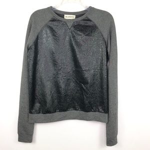 Blank NYC Crinkle Black Grey Long Sleeve Sweater